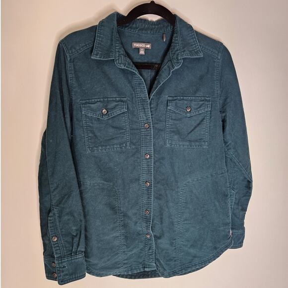 Toad & Co Corduroy Button Up Top Size Small Green Shirt Long Sleeve Women - Picture 1 of 7